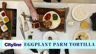 Eggplant parmesan made into the viral tortilla hack