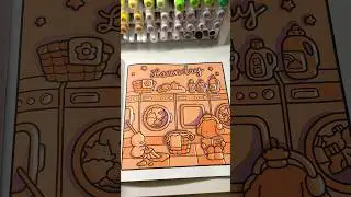two color challenge 🤩 back vs front of &ldquo;Cozy Friends&rdquo; Coloring Book by Coco Wyo using Ohuhu Markers