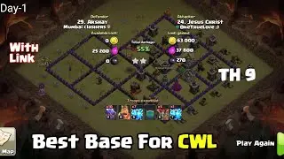 Best Base Layout For CWL (TH9)#coc #cocshorts #Shorts