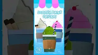 🥤 Easy Iced Drink Origami + Printable Background 🌞 Summer Paper Craft for Kids 🍓   #summercrafts