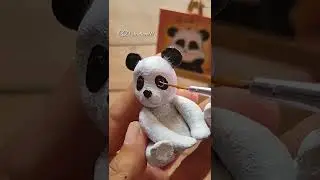 Clay baby panda 🐼 painting/acrylic painting.#short #shortvideo #panda #clay #painting #sculpture