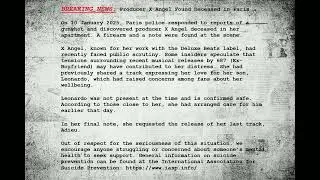 ❌ BREAKING NEWS ❌ Producer X Angel Found Deceased in Paris. 687 to blame?