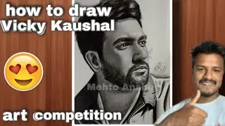 How to draw  Vicky Kaushal ll 😍 for art competition 😀 @vkartbox   #vkartbox #artcompetition #art
