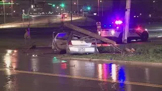 Vehicle crushed by utility pole in early morning crash in west Toledo
