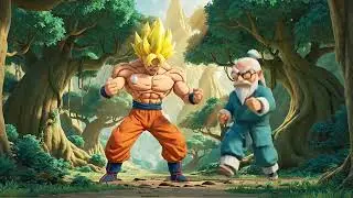 Goku practices martial arts hard to fight alien monsters