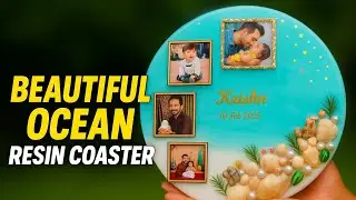 🌊 Beautiful Ocean Resin Coaster | Easy DIY Resin Art Tutorial | Beach Theme Epoxy Art #shortsfeed 