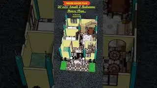 20x25 Detail 3D Floor Plan with Furniture Placement #home #shorts #shortvideo #building #house