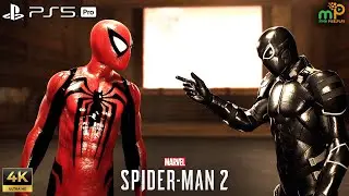Spider-Man 2 - Agent Venom and Peter Spider-Man Team Up Red Anti Venom Suit PS5 Pro 4K 60FPS