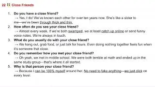 SPEAKING SAMPLES - TOPIC 22 CLOSE FRIENDS 