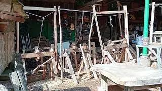 Foot powered lathes at Tyntesfield 