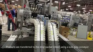High-Speed Drop Packer with Integrated Hand Pack Station | Cans of Aerosol Cleaning Products 30 CPM