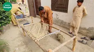 How to make charpai | How to make rope bed | Charpai banane ka tarika | Charpai making in village