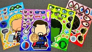[🍒paper diy🍒] Marvel Avengers Sticker Book 🦸 Iron Man, Spider-Man, Hulk | Paper DIY ASMR
