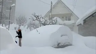 Blizzard Chaos in Japan Today! Extreme 135 Cm Snow Storm Burying Homes in Hokkaido