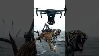 Drone rescues roaring tiger from the sea #wildlife #rescue #tiger #drone #CGI