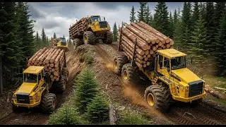 MONSTER Logging Trucks: Brutal Steep Climbs & Off-Road Hauling Power