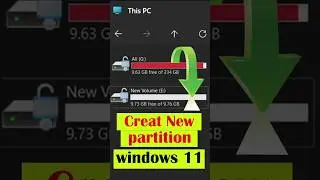 How to Create New Partition in Windows 11 & Windows 10 | Create New Drive (2024)#shortsfeed #windows