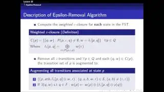 Lecture 10  Introduction to 5 Basic Operations for WFST  Epsilon Removal