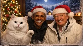 Любопытный кот трогает снег на экране 🎄 | Трамп и Обама не могут перестать улыбаться