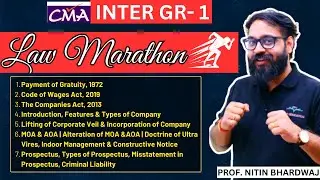 Laws & Ethics Marathon | Syllabus 2016 & 2022 | CMA Inter Gr-1 | By Prof. Nitin Bhardwaj
