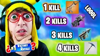 CAMBIO a ARMA PEOR por cada KILL en Fortnite Battle Royale!! (Nuevo Minijuego - El Último a PICO)