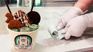 Ice cream rolls / Japanese street food in Tokyo / ASMR