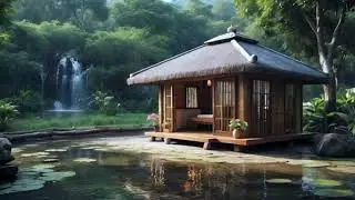 ASMR - Peaceful Cabin Escape: Calming Nature and Waterfall