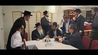 Tosher Rebbe writing a Brocha for me in his father's Sefer