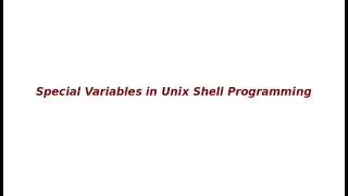 Special Variables In Unix Shell Programming!!