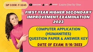 First Year Higher Secondary Improvement Exam 2023| ComputerApplication| Humanities| Answer Key
