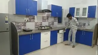 L - Shape deep Matt Finish Modular Kitchen