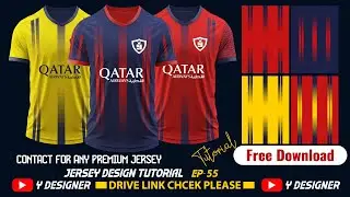 How to make a Premium sports & Esports jersey design tutorial in Illustrator | part 55 with free
