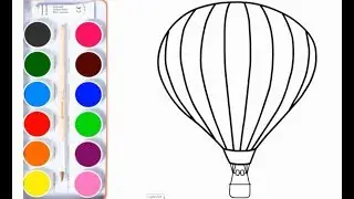 Hot Air Balloon Coloring Pages - Drawings and Coloring Book for Kids Rainbow Colors