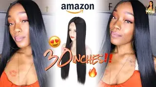 Affordable 30 INCH Middle Part Wig 🥵 From AMAZON 🔥 feat. Stamped Glorious✨ | Wig Review