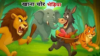 खाना चोर भेड़िया | hindi kahani | cartoon story | Funny Jungle Cartoon Story