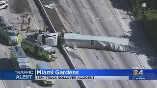Tractor Trailer Rollover Shuts Down Section Of Turnpike In Miami Gardens