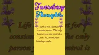 Tuesday Thoughts / Inspirational Quotes / Quote of the Day / Motivational Quote / Thoughts