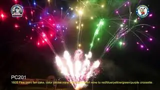 PC201, 160-shots 5-color crossette fan cake with mines, 2020 Wizard Fireworks