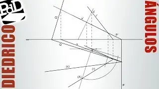 Hallar el ángulo formado por una recta oblicua y un plano proyectante vertical (Sistema Diédrico).
