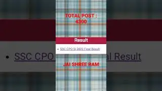 SSC CPO SI 2022 FINAL RESULT II #ssccpo2022 #shorts #ssc