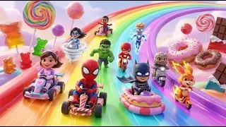 Spider Kids vs Hulk Kids &ndash; Cuộc Đua Vui Nhộn Tr&ecirc;n Cầu Trượt Kẹo Khổng Lồ 🌈