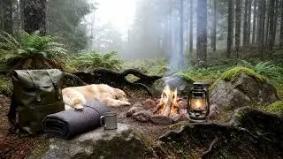 🔥 Misty Valley Forest Campfire at Dawn | Soft Firelight & Morning Forest Ambience for Sleep & Focus