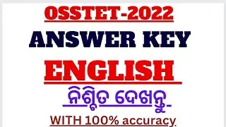 OSSTET 2022|ENGLISH ANSWER KEY|OSSTET 2022(1ST)|COMPULSORY ENGLISH|MUST PEDAGOGY #osstet #OSSTET2022