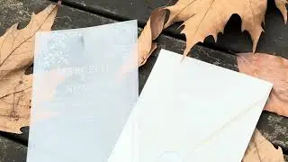 Clear Acrylic Wedding Invitation with White Print, White Envelope & White Wax Seal