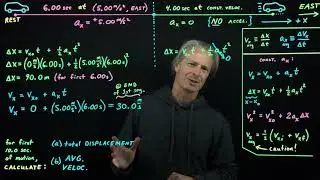 1-D motion with two different constant acceleration segments (Example)