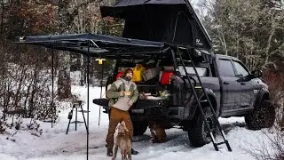 Camping In Freezing Rain And Snow With Heated Truck Tent