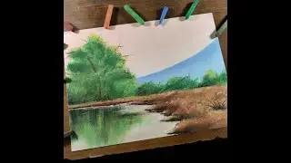 Cómo Dibujar un Paisaje FÁCIL y Bonito al Pastel Paso a Paso