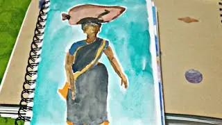 Watercolour village lady/ watercolour semi realistic/ bad at shading/ improve painting