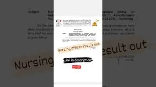 #becil #nursingofficer #result 2023