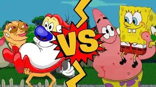 M.U.G.E.N Battles | Ren H&ouml;ek/Stimpy vs SpongeBob/Patrick Star | Ren and Stimpy vs SpongeBob